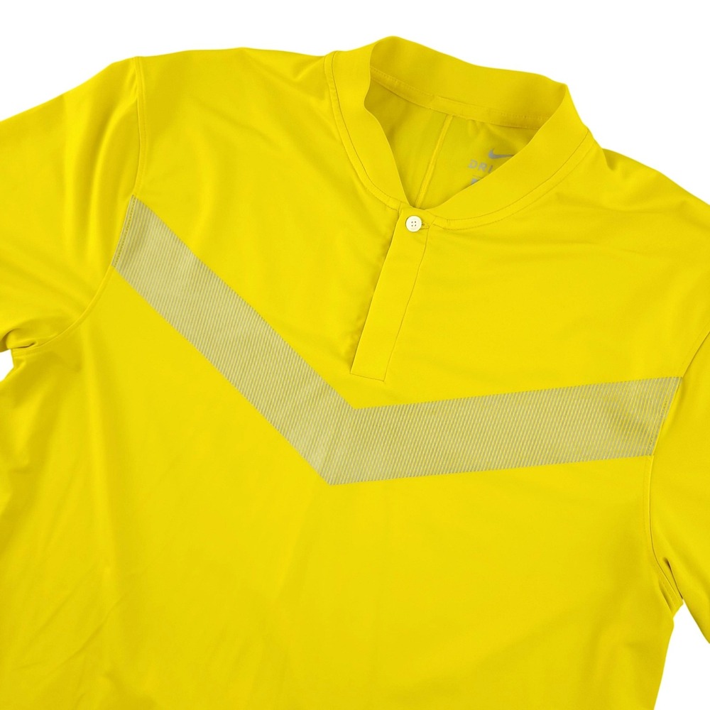 Nike Dri-FIT Polo Shirt Mens M Yellow Blade Collar TW Golf Performance Top Tiger